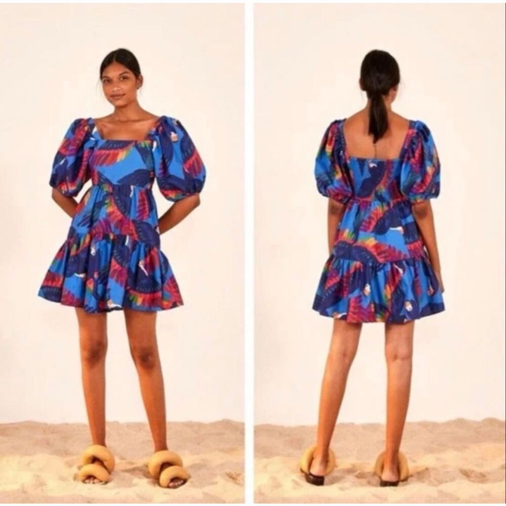 Farm Rio Rainbow Macaw Mini Dress $198 M - Picture 13 of 13